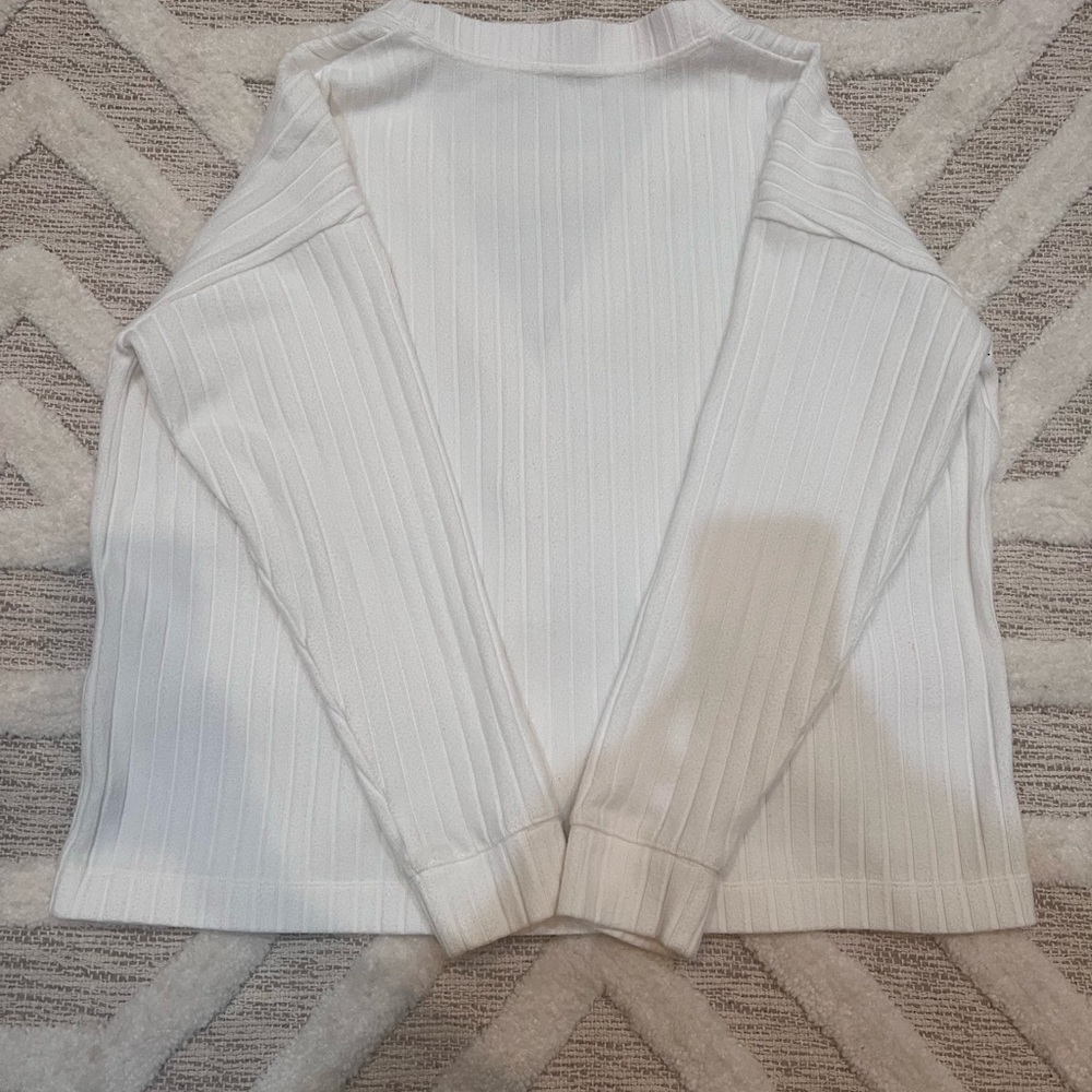 Alo Cream Take Comfort Ribbed Button Cardigan Medium excellent Condition - Picture 5 of 5